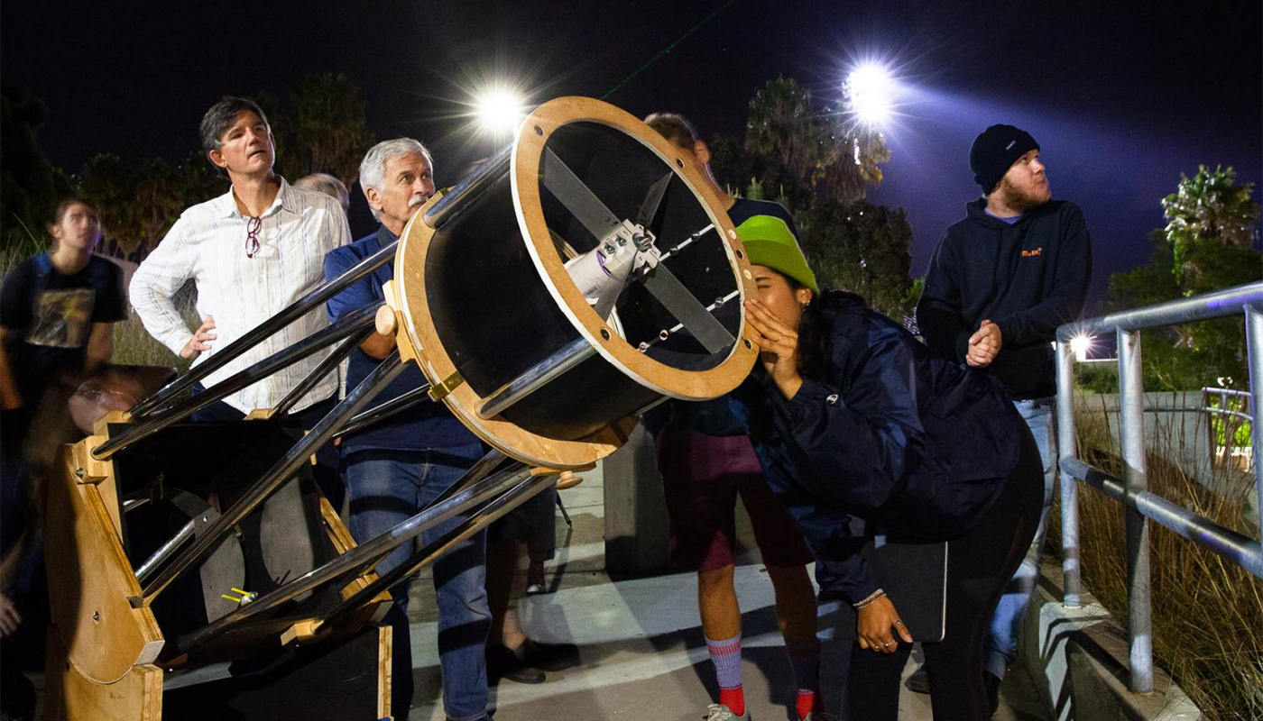 astronomy club testing their telescope
