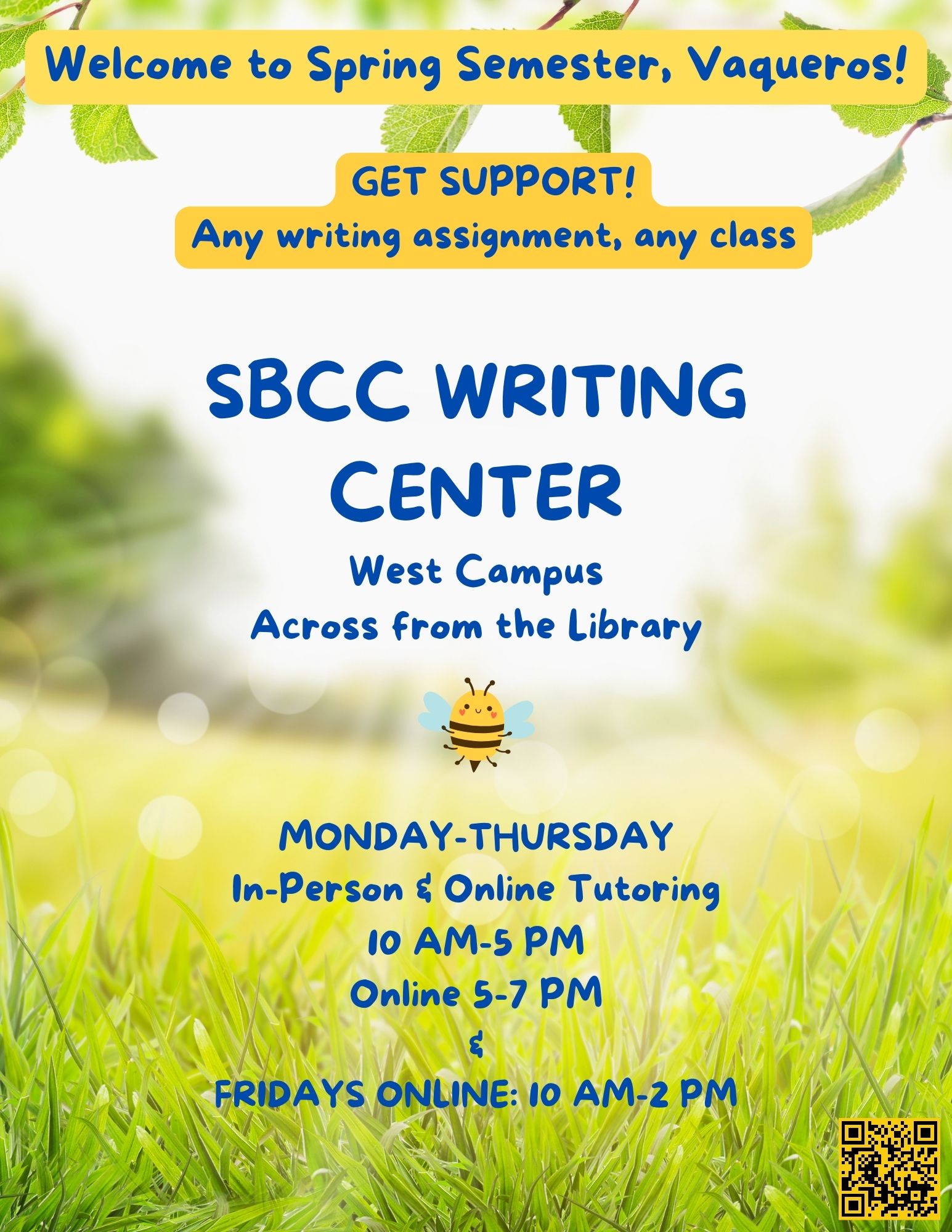Writing Center Spring 2024 Info
