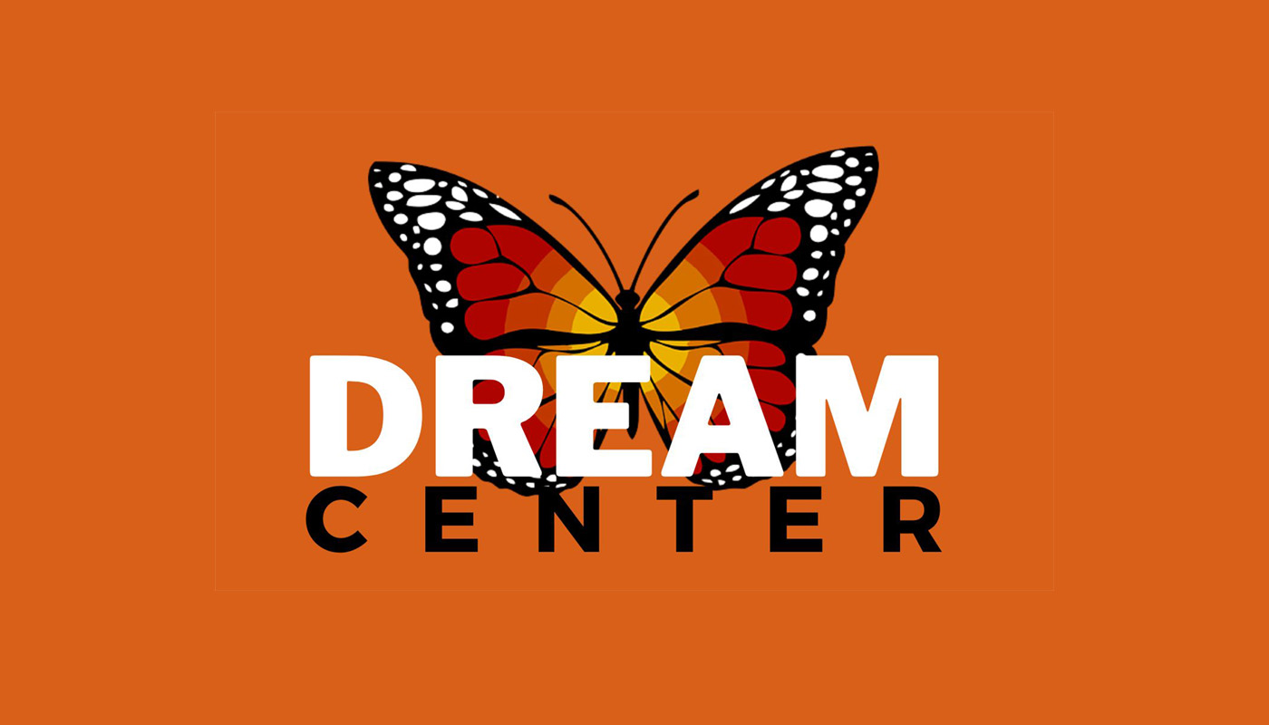 Dream Center Logo - Butterfly on Orange Background